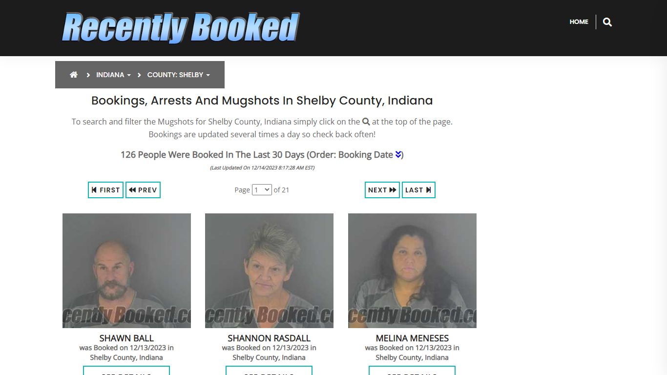 Recent bookings, Arrests, Mugshots in Shelby County, Indiana